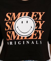 Camiseta-Cropped-de-Algodao-Smiley-Manga-Curta-Decote-Redondo-Preta-9983752-Preto_2