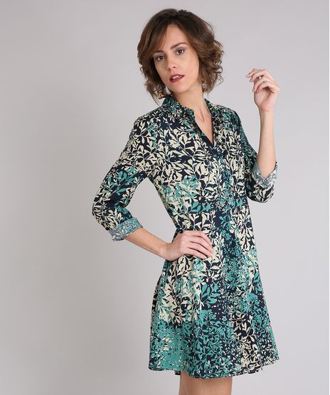 Vestido-Feminino-Chemise-Estampado-de-Folhagem-Curto-Manga-Longa-Azul-Marinho-9000640-Azul_Marinho_1