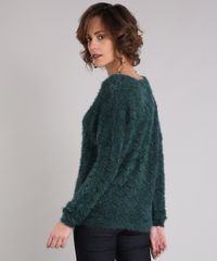 Sueter-Feminino-em-Trico-Felpudo-com-Lurex-Manga-Longa-Decote-Redondo-Verde-Escuro-8834894-Verde_Escuro_2