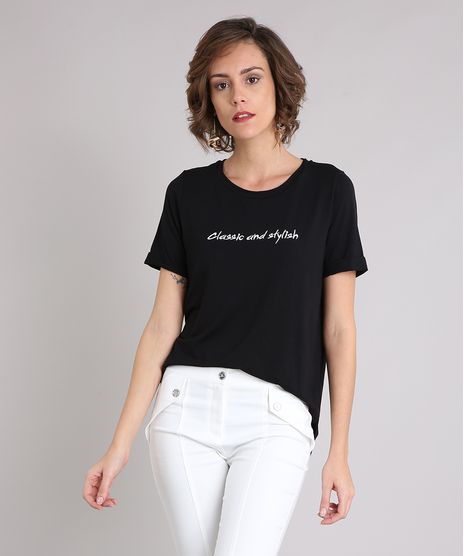 Blusa-Feminina--Classic-and-Stylish--com-Bordado-Manga-Curta-Decote-Redondo-Preta-9210484-Preto_1