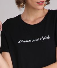 Blusa-Feminina--Classic-and-Stylish--com-Bordado-Manga-Curta-Decote-Redondo-Preta-9210484-Preto_4