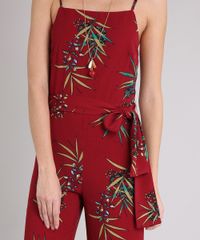 Macacao-Feminino-Estampado-de-Folhagem-com-Tira-para-Amarrar-Alca-Fina-Vermelho-9013452-Vermelho_4
