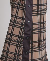 Vestido-Feminino-Curto-Xadrez-Faixa-Lateral-Manga-Curta-Decote-Redondo-Kaki-9210061-Kaki_4