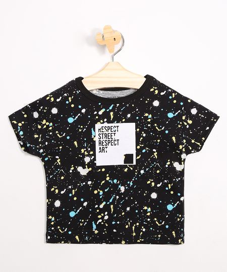 Camiseta-Infantil-Street-Estampada-de-Respingos--Respect--Manga-Curta-Preta-9983840-Preto_1