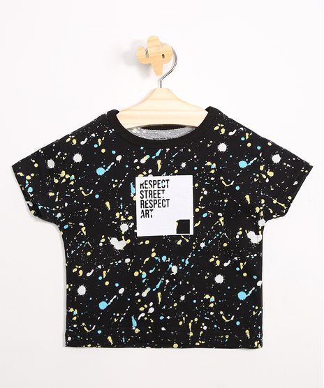 Camiseta-Infantil-Street-Estampada-de-Respingos--Respect--Manga-Curta-Preta-9983840-Preto_1