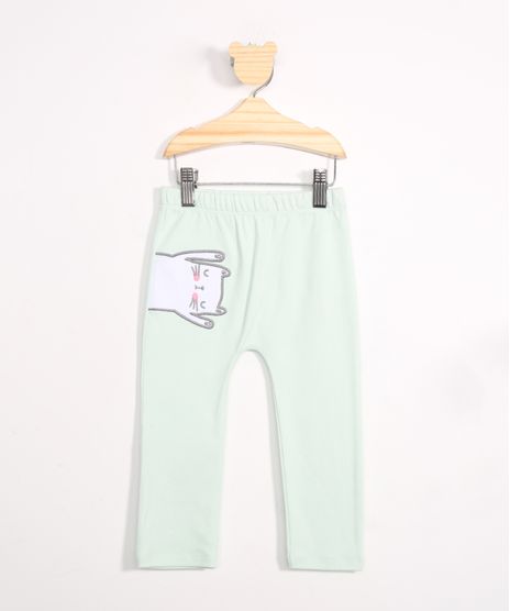 Calca-Infantil-de-Algodao-com-Bordado-de-Gatinho-Verde-Claro-9957008-Verde_Claro_1