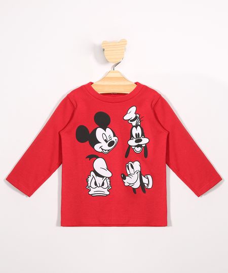 Camiseta-Infantil-de-Algodao-Mickey-e-Amigos-Manga-Longa-Vermelha-9980221-Vermelho_1
