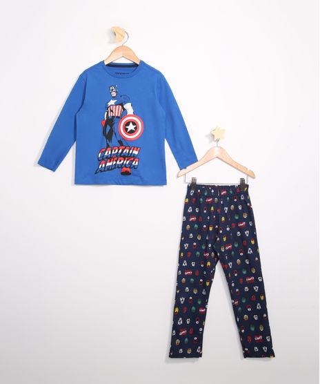 Pijama-Infantil-de-Algodao-Capitao-America-Manga-Longa-Azul-9983638-Azul_1
