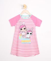 Camisola-Infantil-de-Algodao-Raglan-Listrada-LOL-Bunny-Manga-Curta-Rosa-9983169-Rosa_1