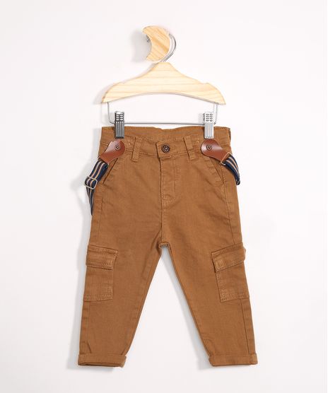 Calca-Infantil-de-Sarja-Cargo-com-Suspensorio-Marrom-9748488-Marrom_1
