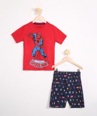 Pijama-Infantil-de-Algodao-Homem-Aranha-Manga-Curta-Vermelho-9983648-Vermelho_1