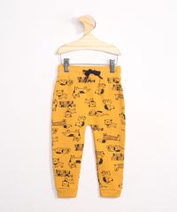 Calca-Infantil-de-Moletom-Jogger-Estampada-de-Cachorrinhos-Mostarda-9980245-Mostarda_1