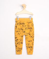 Calca-Infantil-de-Moletom-Jogger-Estampada-de-Cachorrinhos-Mostarda-9980245-Mostarda_2