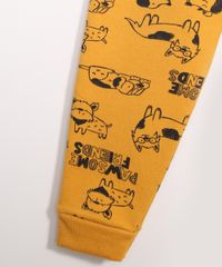 Calca-Infantil-de-Moletom-Jogger-Estampada-de-Cachorrinhos-Mostarda-9980245-Mostarda_5