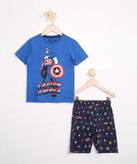 Pijama-Infantil-de-Algodao-Capitao-America-Manga-Curta-Azul-9983634-Azul_1
