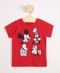 Camiseta-Infantil-de-Algodao-Mickey-e-Pateta-Manga-Curta-Vermelha-9980235-Vermelho_1