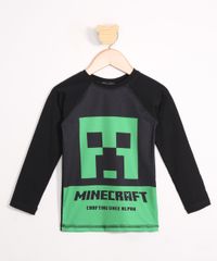 Camiseta-de-Praia-Infantil-Minecraft-Creeper-Manga-Longa-com-Protecao-UV50--Preta-9981087-Preto_1