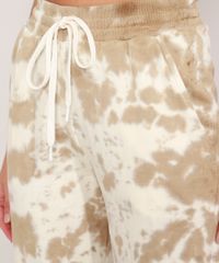 Calca-Jogger-de-Moletom-Estampada-Tie-Dye-com-Bolsos-Cintura-Alta-Bege-9976467-Bege_4