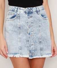 Saia-Jeans-Marmorizada-com-Botoes-e-Barra-Desfiada-Curta-Azul-Claro-9985656-Azul_Claro_1