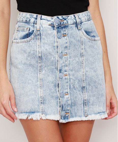 Saia-Jeans-Marmorizada-com-Botoes-e-Barra-Desfiada-Curta-Azul-Claro-9985656-Azul_Claro_1