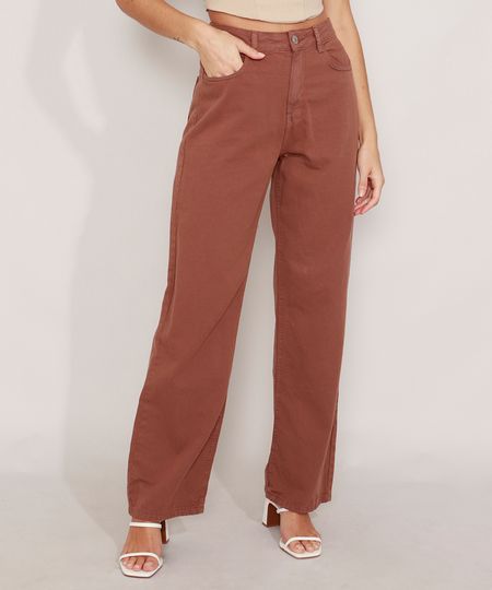 Calca-Wide-Reta-de-Sarja-Cintura-Super-Alta-Marrom-9990798-Marrom_1 Calca-Wide-Reta-de-Sarja-Cintura-Super-Alta-Marrom-9990798-Marrom_1