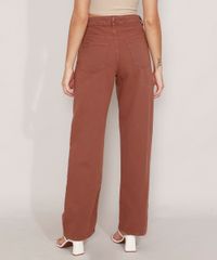 Calca-Wide-Reta-de-Sarja-Cintura-Super-Alta-Marrom-9990798-Marrom_2