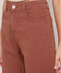 Calca-Wide-Reta-de-Sarja-Cintura-Super-Alta-Marrom-9990798-Marrom_4