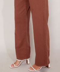 Calca-Wide-Reta-de-Sarja-Cintura-Super-Alta-Marrom-9990798-Marrom_5