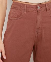 Calca-Wide-Reta-de-Sarja-Cintura-Super-Alta-Marrom-9990798-Marrom_6