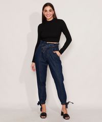 Calca-Clochard-Jogger-Jeans-com-Recortes-e-Faixa-para-Amarrar-Cintura-Super-Alta-Azul-Escuro-9985905-Azul_Escuro_3