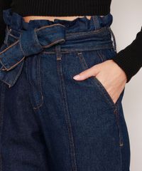 Calca-Clochard-Jogger-Jeans-com-Recortes-e-Faixa-para-Amarrar-Cintura-Super-Alta-Azul-Escuro-9985905-Azul_Escuro_4