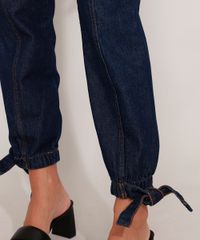 Calca-Clochard-Jogger-Jeans-com-Recortes-e-Faixa-para-Amarrar-Cintura-Super-Alta-Azul-Escuro-9985905-Azul_Escuro_5