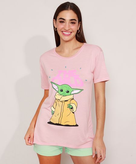 Camiseta--Baby-Yoda--Grogu-The-Mandalorian-Manga-Curta-Decote-Redondo-Rosa-Claro-9985197-Rosa_Claro_1