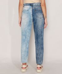 Calca-Mom-Jeans-Marmorizada-com-Lavagem-Contrastante-Cintura-Super-Alta-Azul-Medio-9988939-Azul_Medio_2