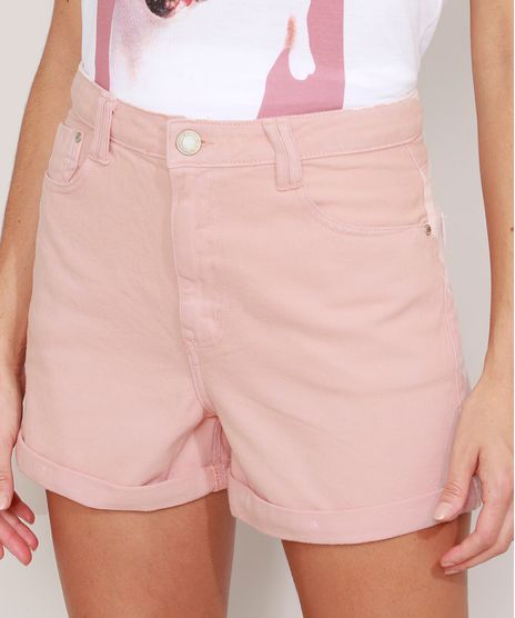 Short-Mom-de-Sarja-com-Barra-Dobrada-Cintura-Super-Alta-Rosa-Claro-9989213-Rosa_Claro_1