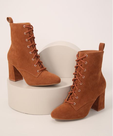 Coturno-Feminino-Cano-Curto-Bico-Redondo-Salto-Quadrado-Medio-de-Suede-Oneself-Caramelo-9985881-Caramelo_1