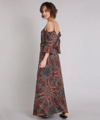 Vestido-Feminino-Estampado-Paisley-Longo-com-Fendas-Open-Shoulder-Manga-Curta-Decote-V-Verde-Militar-9062678-Verde_Militar_2