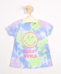 Blusa-Infantil-de-Algodao-Tal-Mae-Tal-Filha-SmileyWorld-Estampada-Tie-Dye-Manga-Curta-Multicor-9984322-Multicor_1