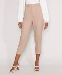 Calca-Reta-de-Viscose-Basica-Cintura-Alta-com-Pregas-Kaki-9988608-Kaki_1