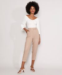 Calca-Reta-de-Viscose-Basica-Cintura-Alta-com-Pregas-Kaki-9988608-Kaki_3