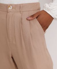 Calca-Reta-de-Viscose-Basica-Cintura-Alta-com-Pregas-Kaki-9988608-Kaki_4