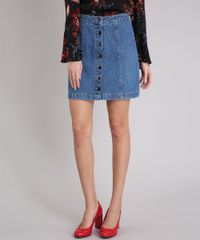 Saia-Jeans-Feminina-Cintura-Alta-com-Botoes--Azul-Medio-9133688-Azul_Medio_1