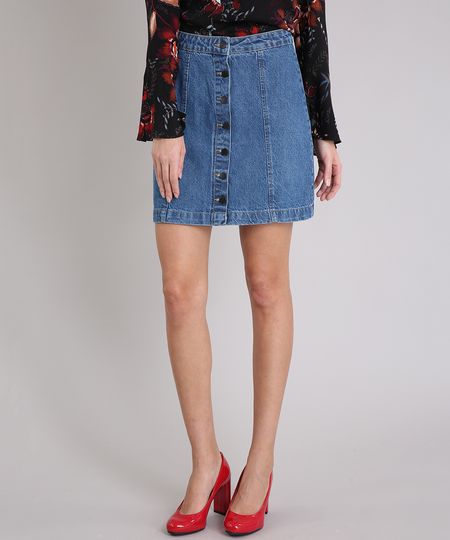 Saia-Jeans-Feminina-Cintura-Alta-com-Botoes--Azul-Medio-9133688-Azul_Medio_1 Saia-Jeans-Feminina-Cintura-Alta-com-Botoes--Azul-Medio-9133688-Azul_Medio_1
