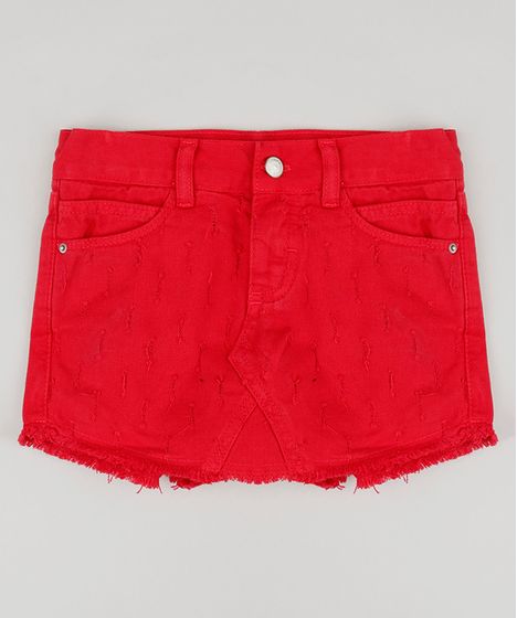 short saia vermelho infantil