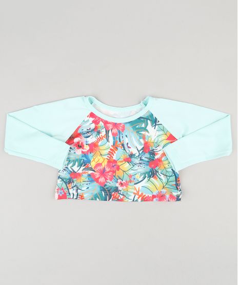 Blusa-de-Praia-Infantil-Cropped-com-Protecao-UV50--Estampada-Floral--Verde-Claro-9120379-Verde_Claro_1