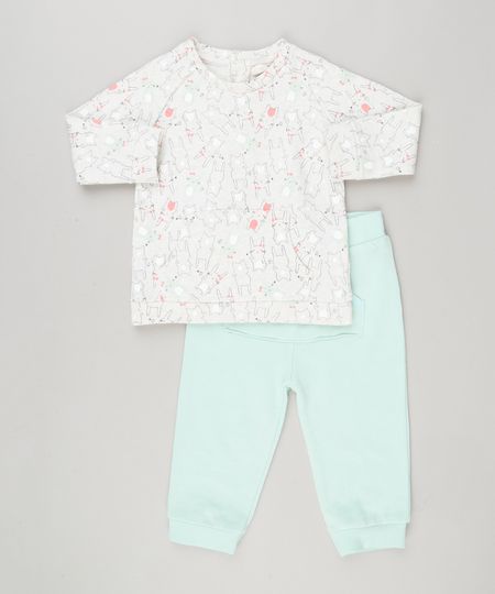 Conjunto-Infantil-de-Blusao-Estampado-de-Coelhos-Off-White---Calca-com-Bolso-em-Moletom-de-Algodao---Sustentavel-Verde-8935393-Verde_1