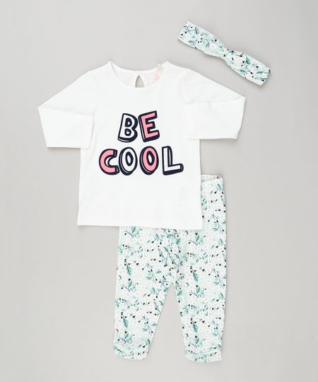 Conjunto-Infantil-de-Blusa-Manga-Longa-Off-White---Calca-Legging-Estampada-Floral---Faixa-de-Cabelo-em-Algodao---Sustentavel-Verde-Claro-8959633-Verde_Claro_1