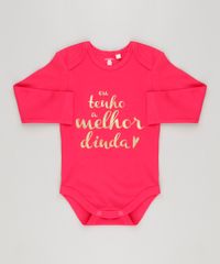 Body-Infantil--Eu-Tenho-a-Melhor-Dinda--Manga-Longa-Decote-Redondo-em-Algodao---Sustentavel-Rosa-8922345-Rosa_1