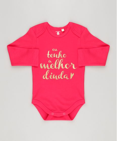 Body-Infantil--Eu-Tenho-a-Melhor-Dinda--Manga-Longa-Decote-Redondo-em-Algodao---Sustentavel-Rosa-8922345-Rosa_1