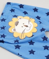 Calca-Infantil-Leao-Estampada-de-Estrelas-em-Algodao---Sustentavel-Azul-8941245-Azul_4